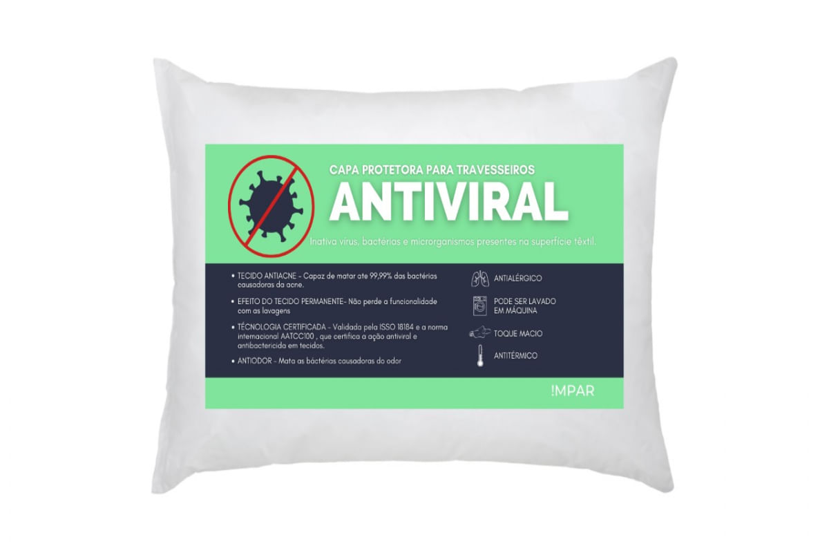 Fronha Antiviral, Antibacteriana, Antialérgica e Antiodor Branca IMPAR