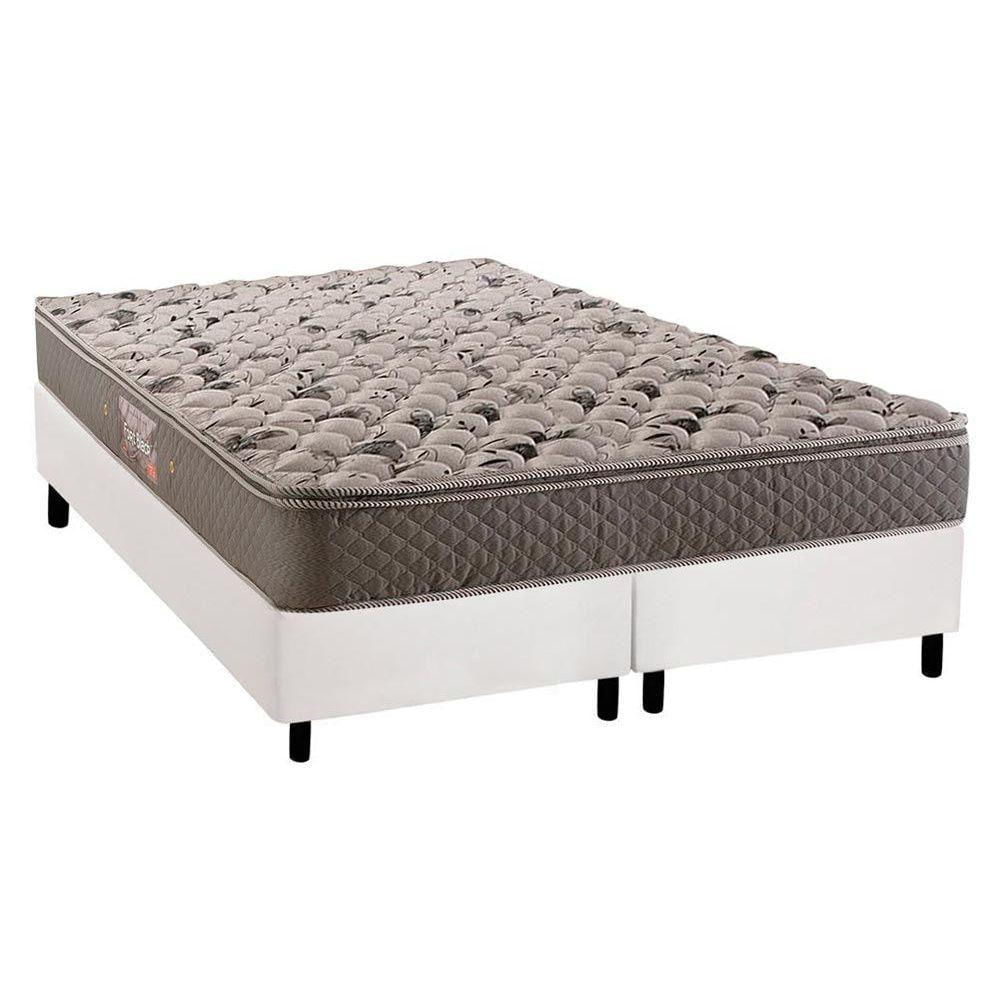 Cama Box Queen: Colchão Ortopédico Herval Ag65 Fort + Base Crc Suede White(158X198)