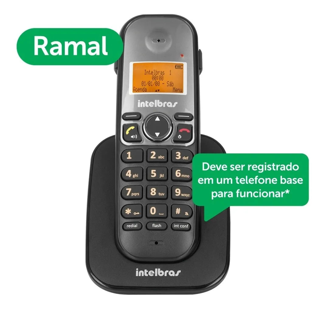 Telefone Ramal Digital Adicional Sem Fio Intelbras Ts 5121 Preto