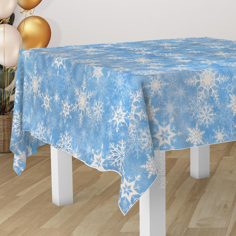 1 Toalha Mesa Festa Tnt Estampado Floco Neve Frosen 140x300