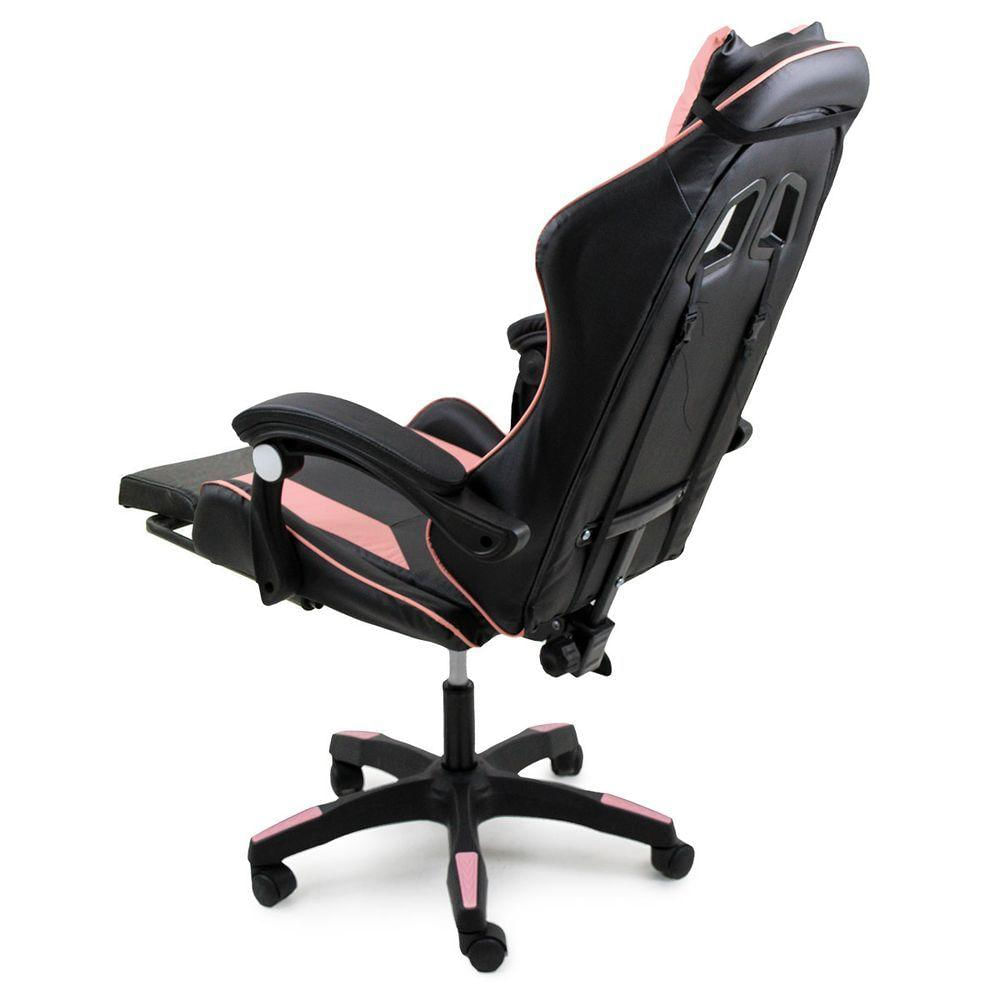 Kit 2 Cadeiras Gamer Stillus Ergonômica Com Apoio Para Os Pés Preto E Rosa