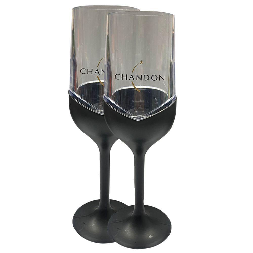 Kit 2 Taças Chandon Champagne Espumante 250ml Desmontavel preto