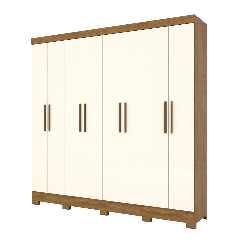 Guarda Roupa Casal 8 Portas 4 Gavetas Lara Casa 812 Nature Com Off White