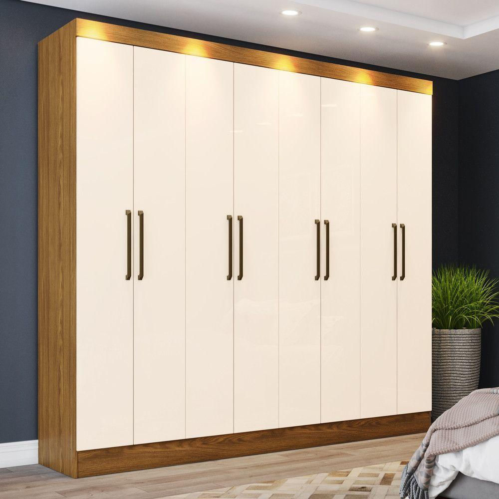 Guarda Roupa Casal 8 Portas 4 Gavetas Paris Casa 812 Nature Com Off White