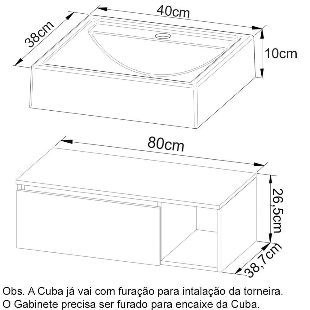 Gabinete Com Cuba Para Banheiro Bn3600x01 Amendoa