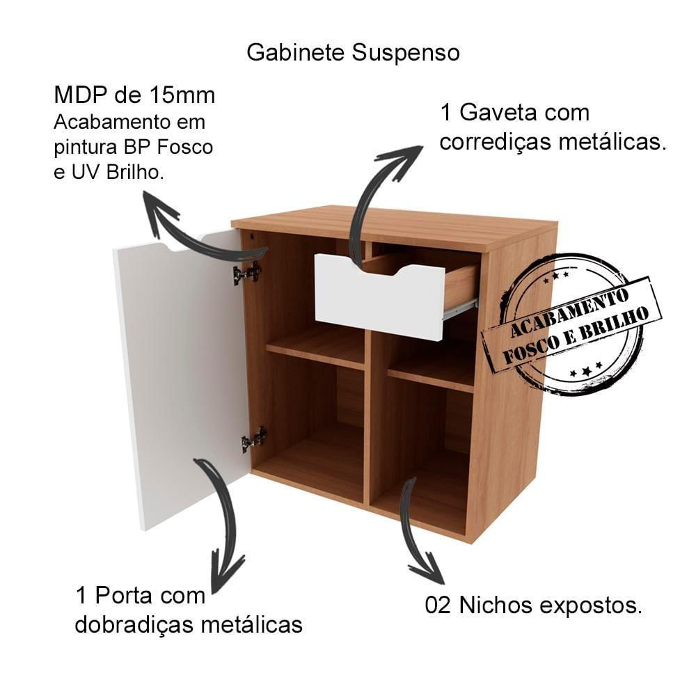 Gabinete Com Cuba Para Banheiro Bn3600x05 Amendoa Branco