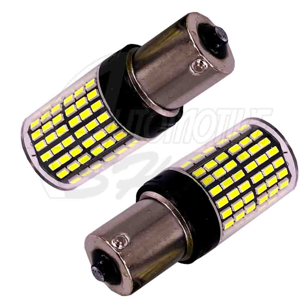 Lâmpada 1156 Um Polo 144 leds smd Ambar Laranja 360o Un