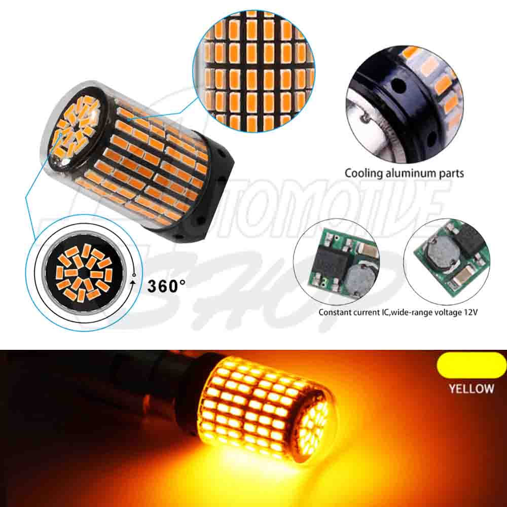 Lâmpada 1156 Um Polo 144 leds smd Ambar Laranja 360o Un