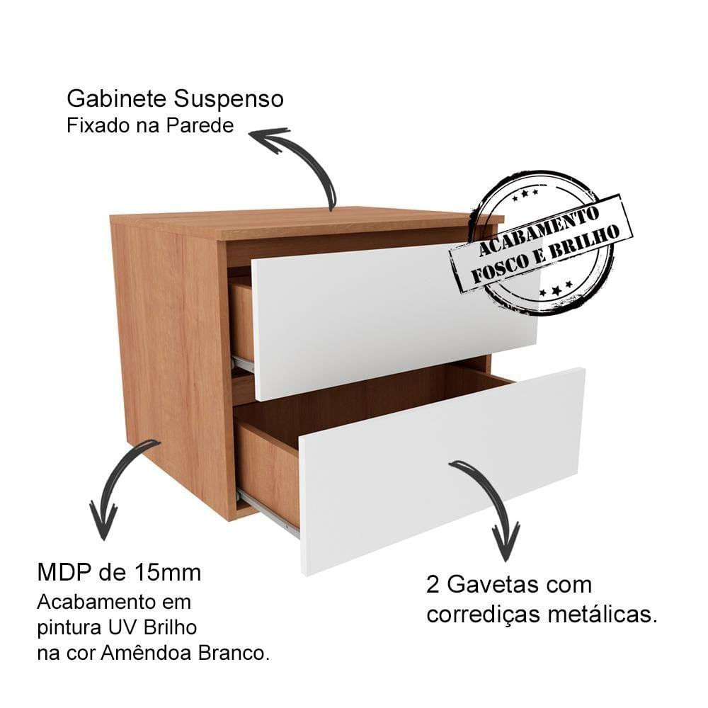 Gabinete Com Cuba Para Banheiro Bn3600x07 Amendoa Branco