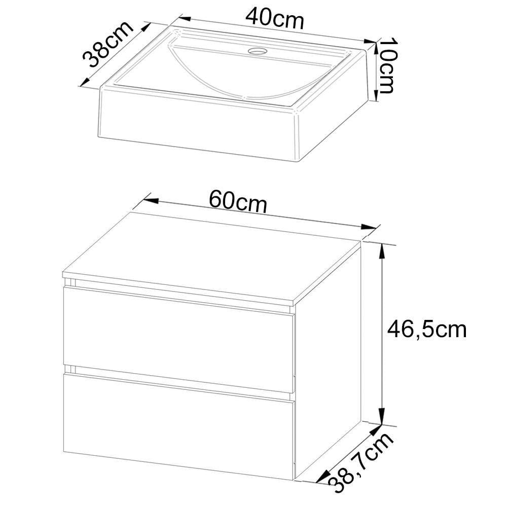 Gabinete Com Cuba Para Banheiro Bn3600x07 Amendoa Branco