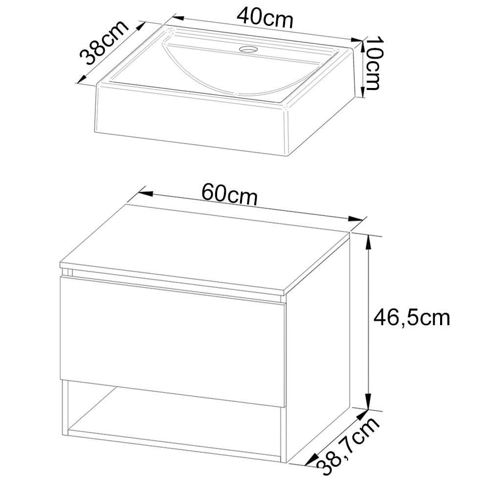 Gabinete Com Cuba Para Banheiro Bn3600x06 Branco