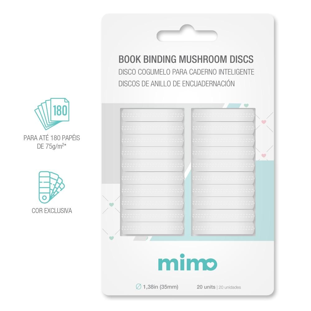 Disco Cogumelo para Caderno Inteligente Transparente Mimo - 35 mm - 20 Unids