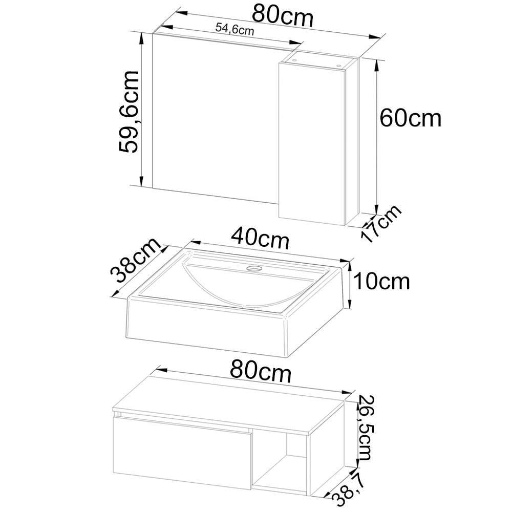 Gabinete Suspenso Com Cuba E Espelheira Bn3600x01x02 Branco