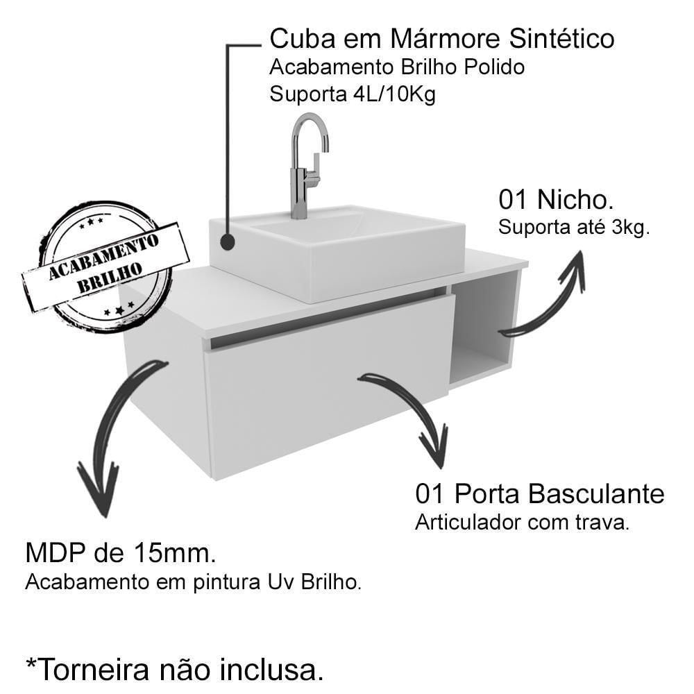 Gabinete Suspenso Com Cuba E Espelheira Bn3600x01x02 Branco