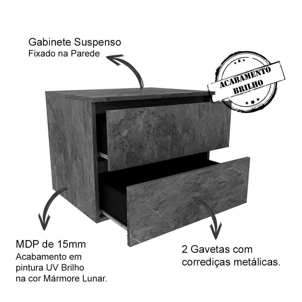 Gabinete Com Cuba Para Banheiro Bn3600x07 Marmore Lunar