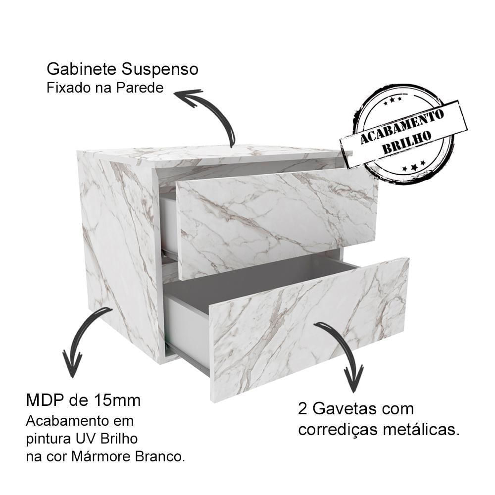 Gabinete Com Cuba Para Banheiro Bn3600x07 Marmore Branco