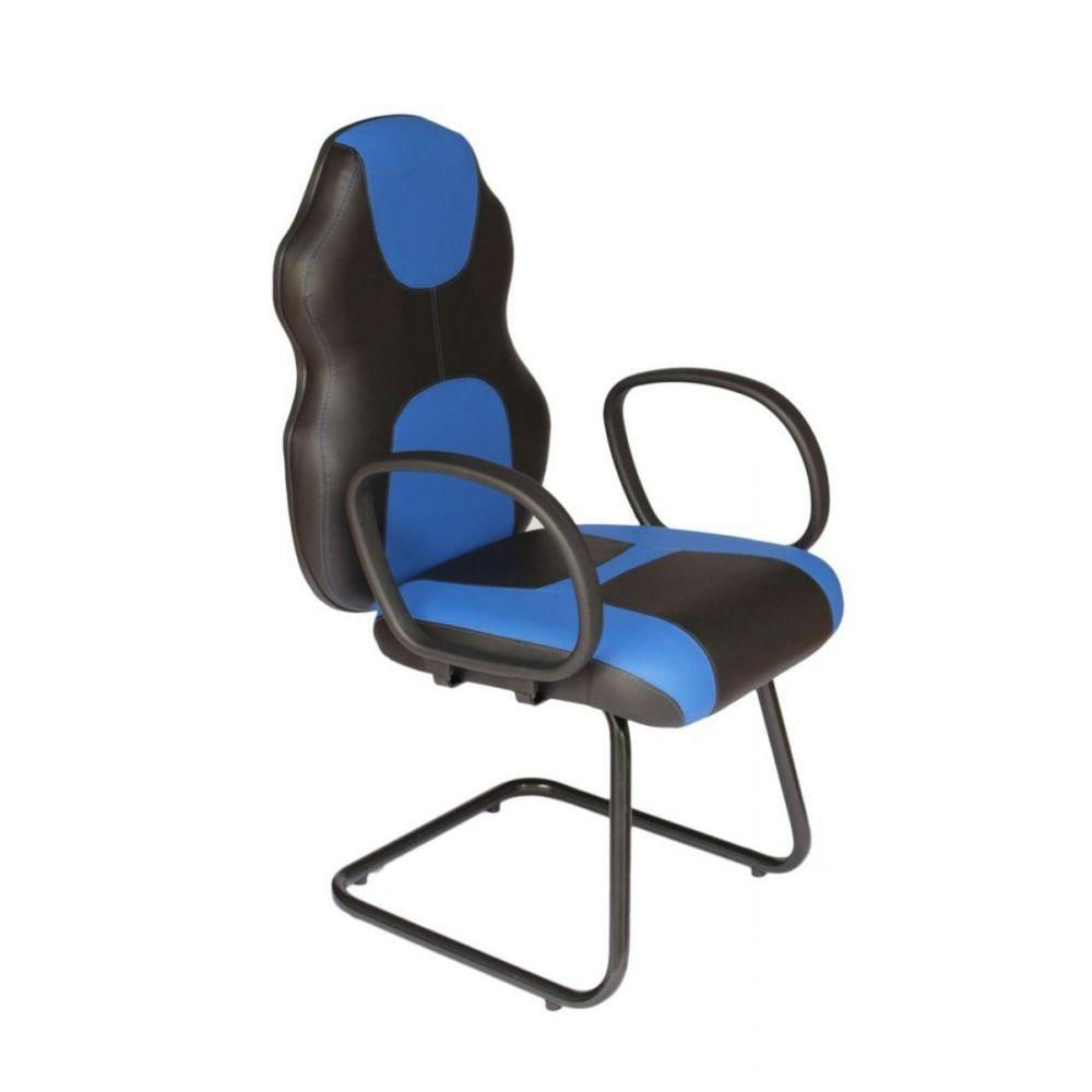 Cadeira Gamer Base Fixa Com Braço Gamer Racing Azul