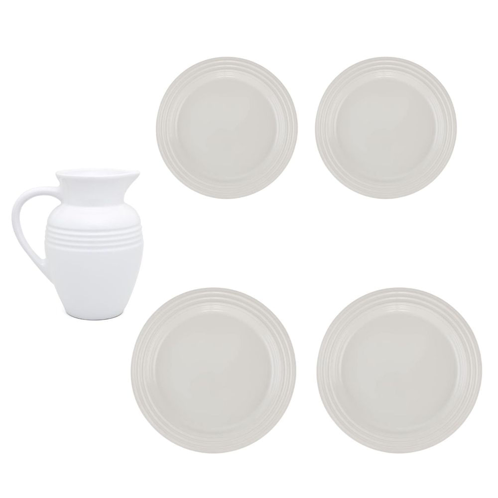 KIT LE CREUSET 2 PRATOS RASOS 22CM 2 PRATOS RASOS 27CM 1 JARRA CLÁSSICA 2L EM CERÂMICA BRANCO