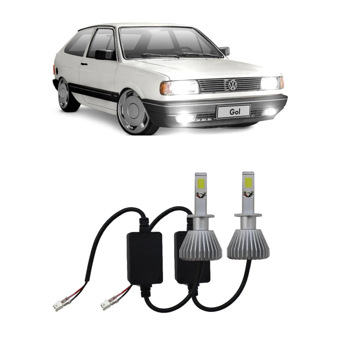 Kit Lâmpadas Super Led Farol Milha Gol Quadrado 1987 à 1993