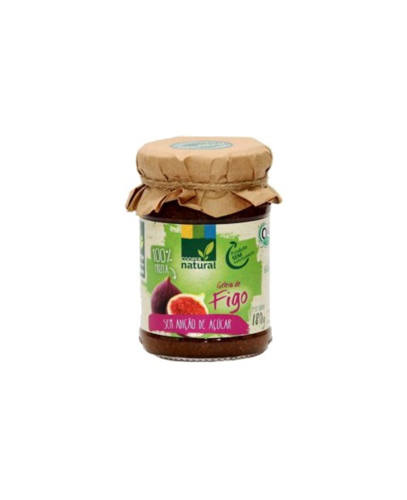 Geleia de Figo 100% Fruta Orgânico Sem Adição de Açúcar Coopernatural 180g