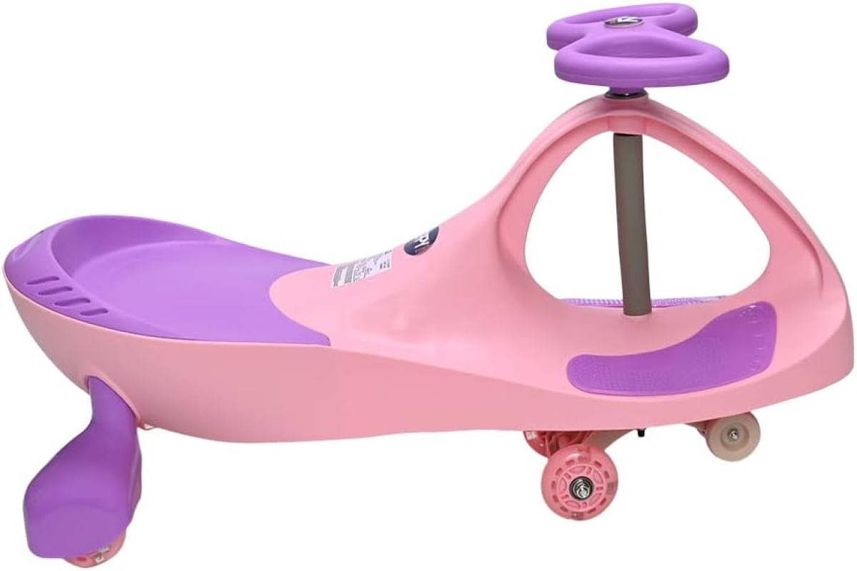 Carrinho Gira Gira Infantil Triciclo Rolimã Zippy Car 360° Capacidade 100kg Com Rodinhas De Led Zippy Toys Rosa