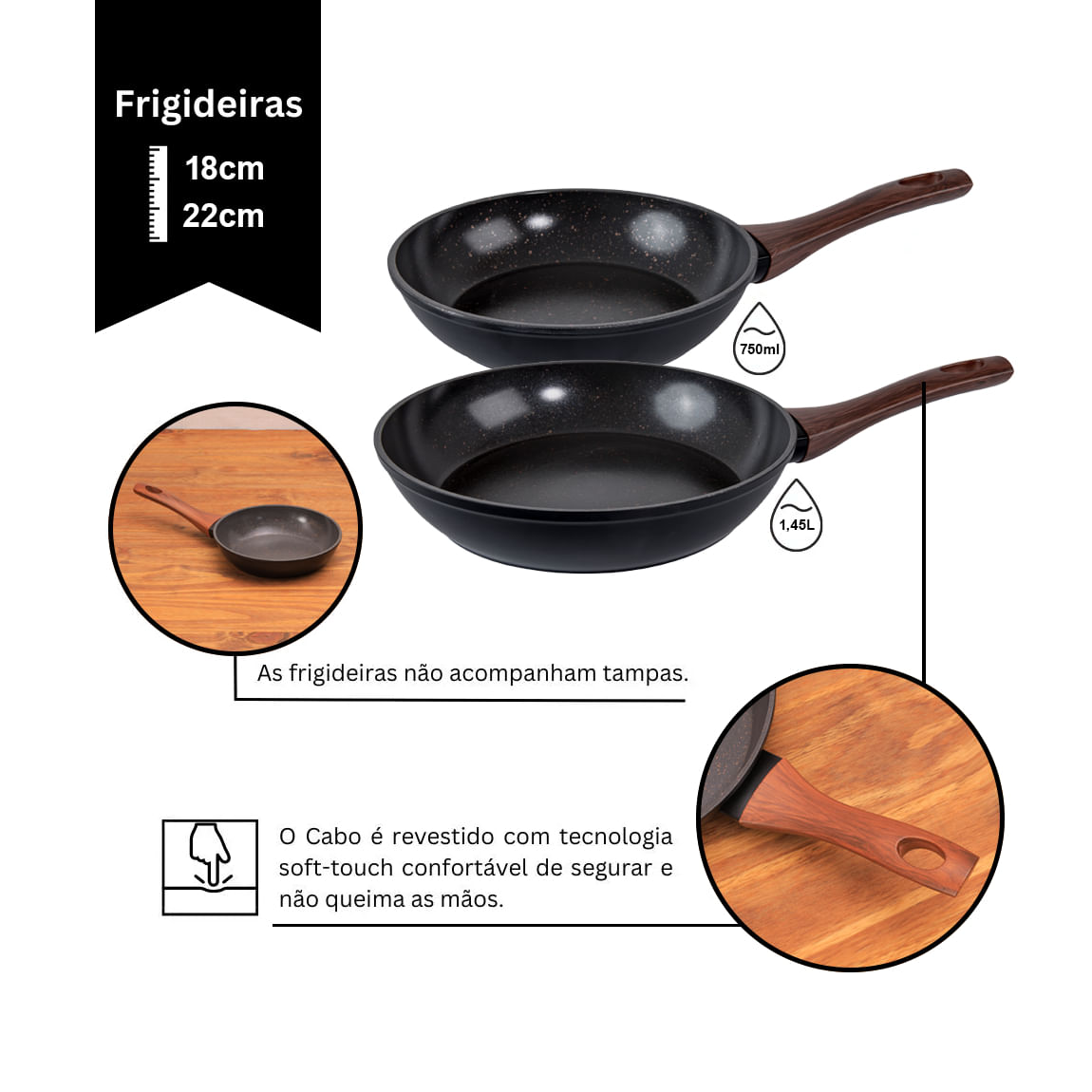 Jogo De Panelas Alumínio Cerâmica Indução Antiaderente Conjunto 10 Peças Mimo Style Cook Black Panela Caçarola Frigideira E Colheres