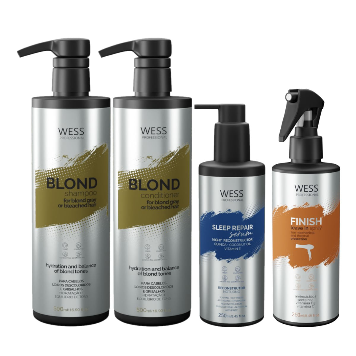 Kit Wess Blond SH 500ml+Cond 500ml+Sleep 250ml+Finish 250ml