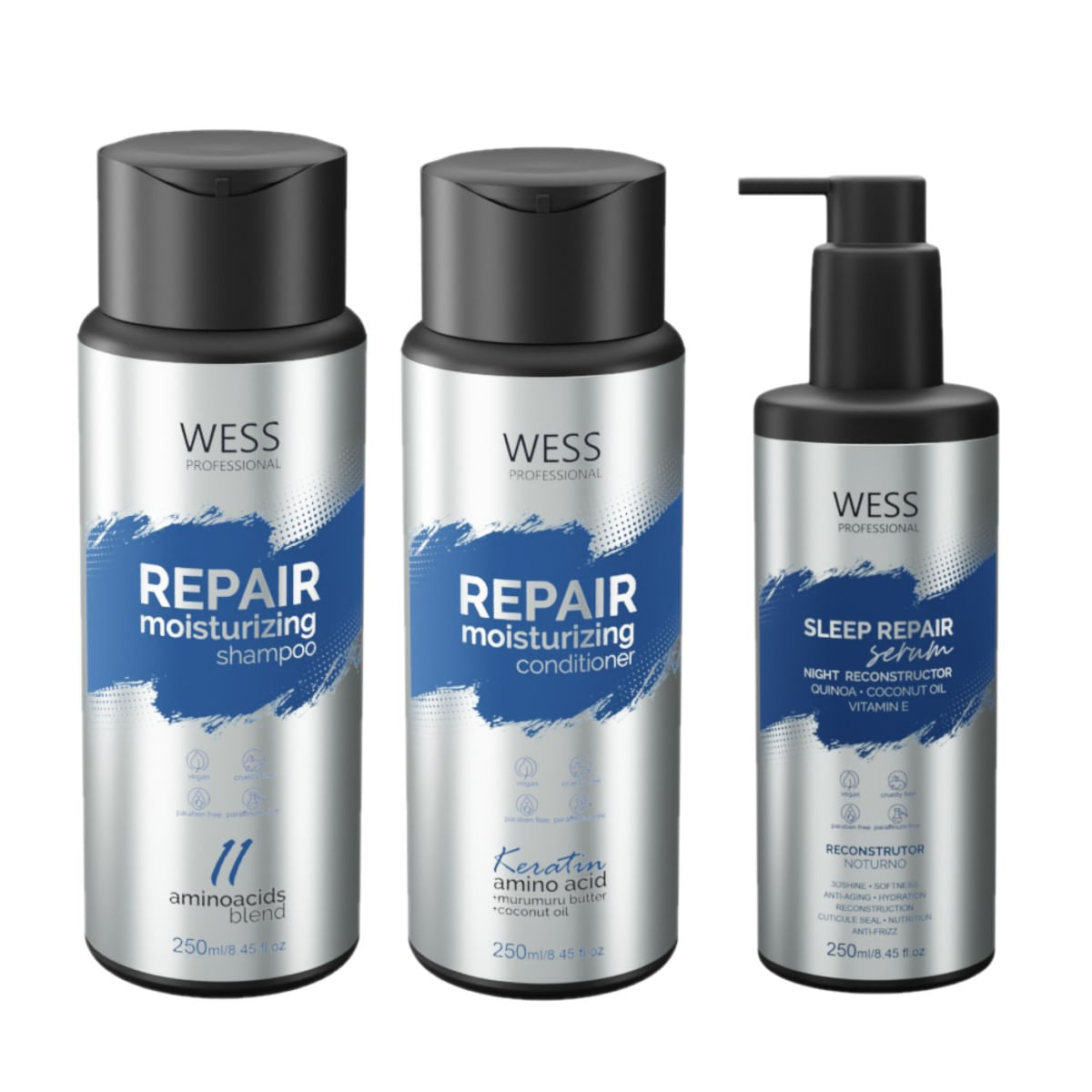 Kit Wess Repair SH 250ml + Cond 250ml  + Sleep Repair 250ml