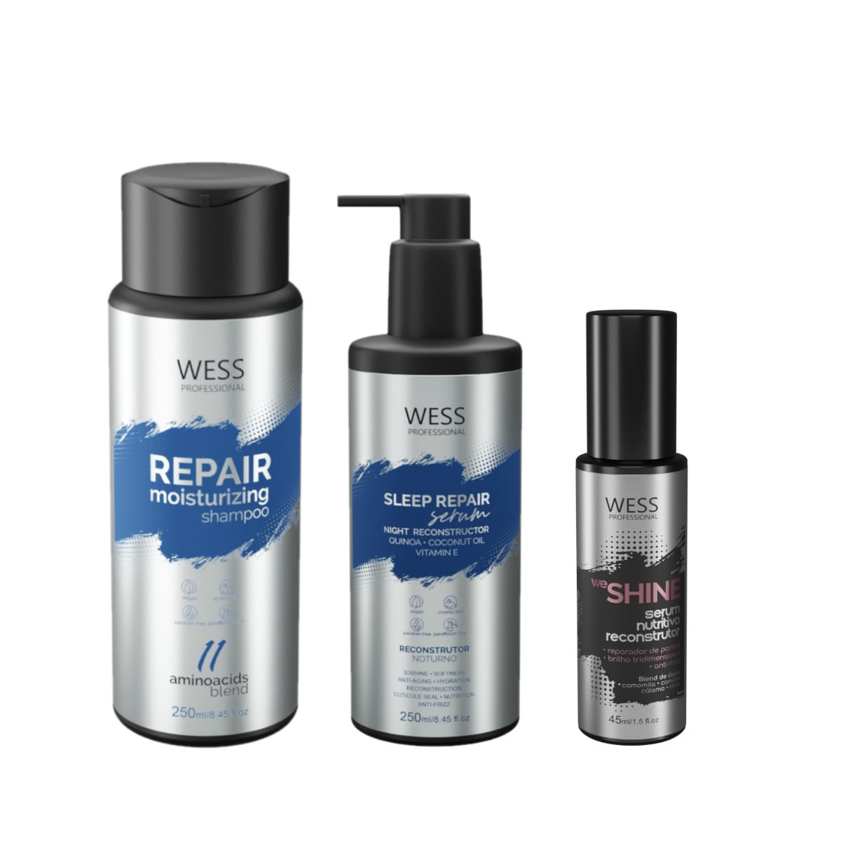 Kit Wess Repair SH 250ml + Sleep 250ml + We Shine 45ml