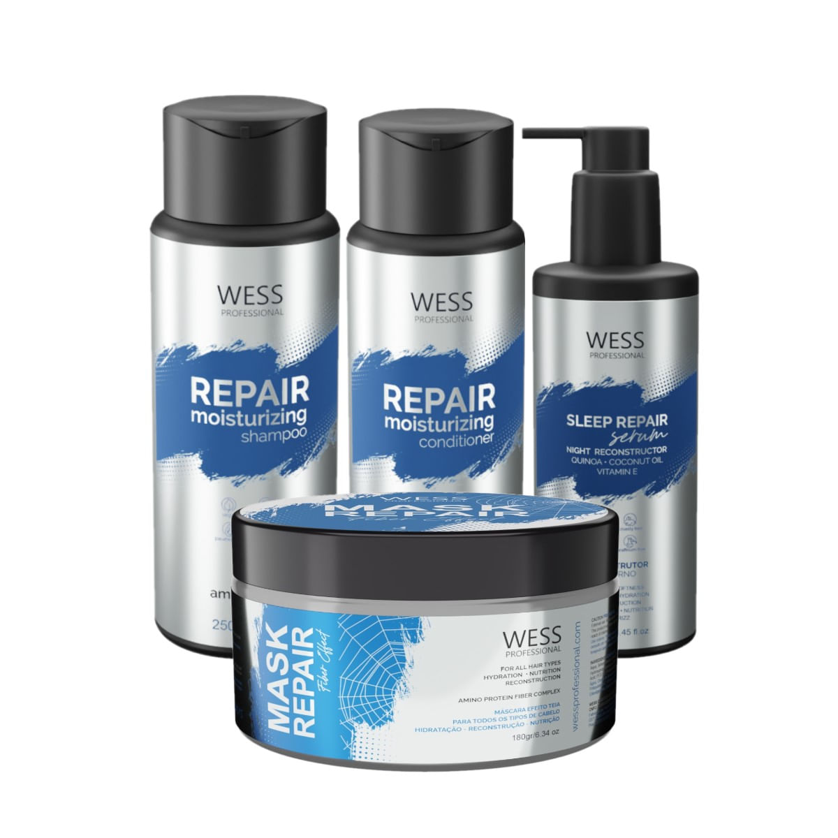 Kit Wess Repair SH 250ml+Cond 250ml+Mask 180g+Sleep 250ml