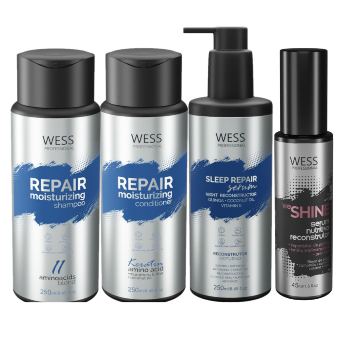 Kit Wess Repair SH 250ml+Cond 250ml+Sleep 250ml+WeShine 45ml