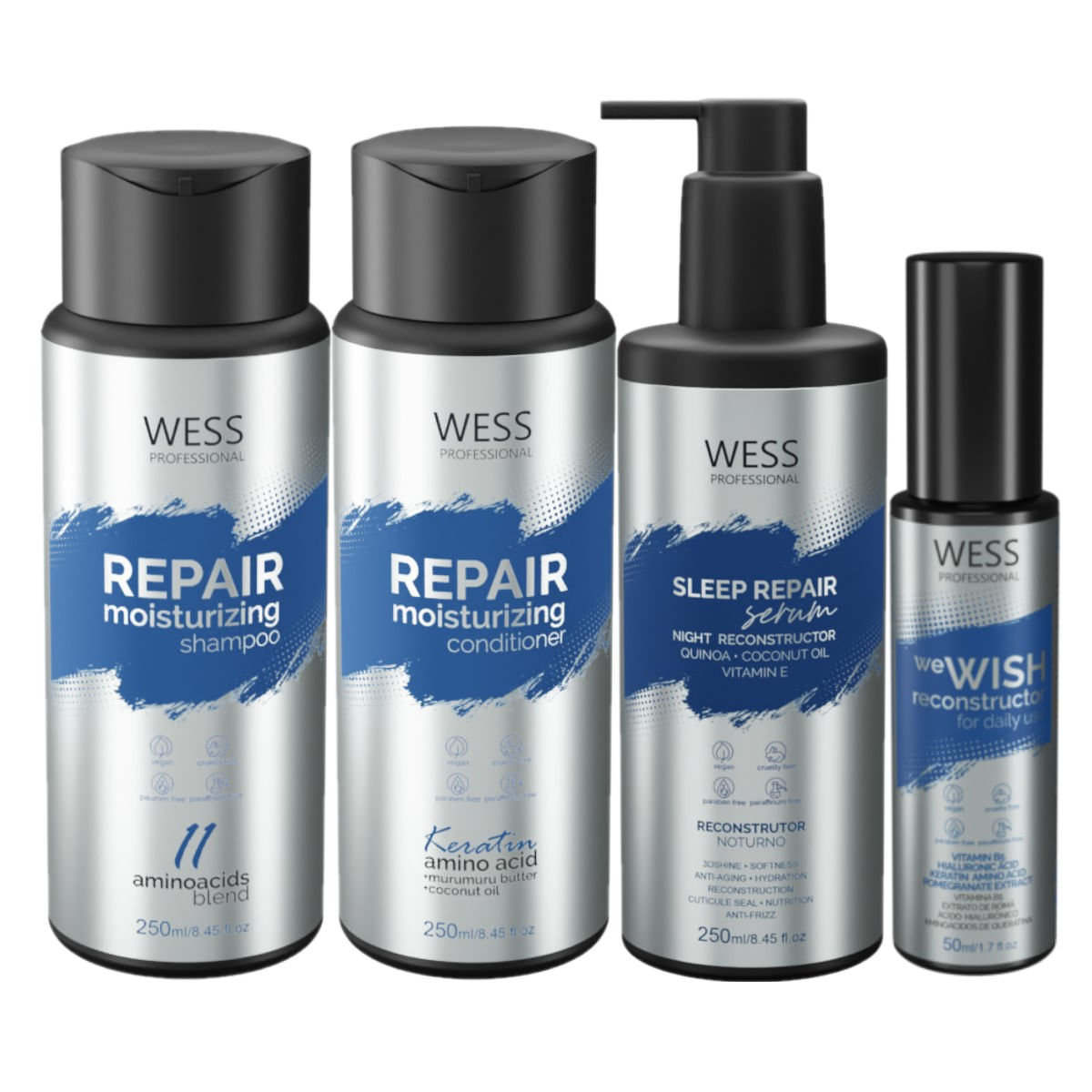 Kit Wess Repair SH 250ml+Cond 250ml+Sleep 250ml+WeWish 50ml