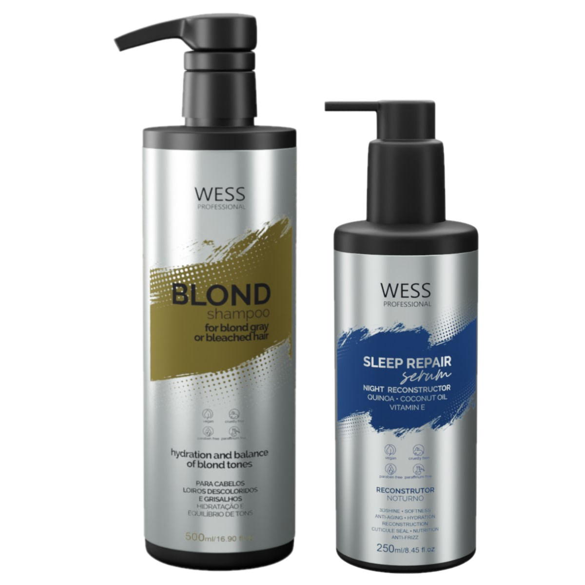 Kit Wess Blond Shampoo 500ml + Sleep Repair 250ml