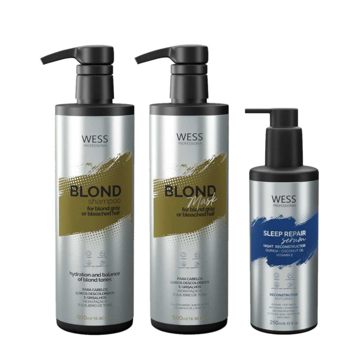 Kit Wess Blond SH 500ml + Mask 500ml + Sleep 250ml