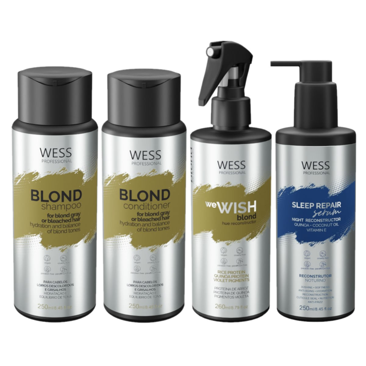 Kit Wess Blond SH 250ml+CD 250ml+WeWish M. 260ml+Sleep 250ml