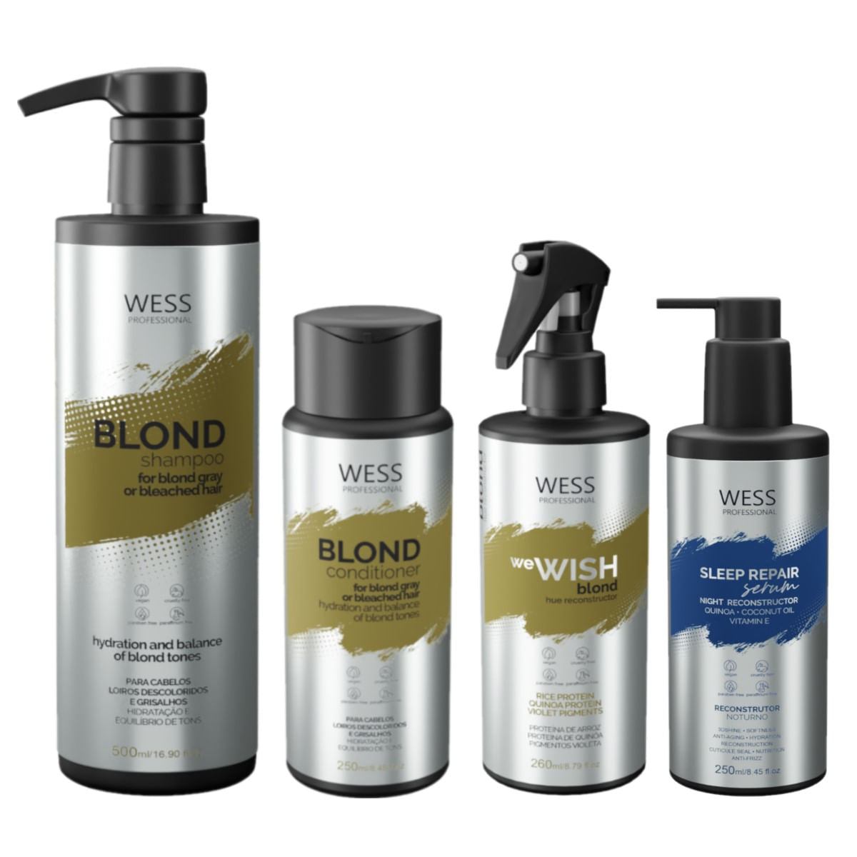 Kit Wess Blond SH 500ml+CD 250ml+WeWish M. 260ml+Sleep 250ml