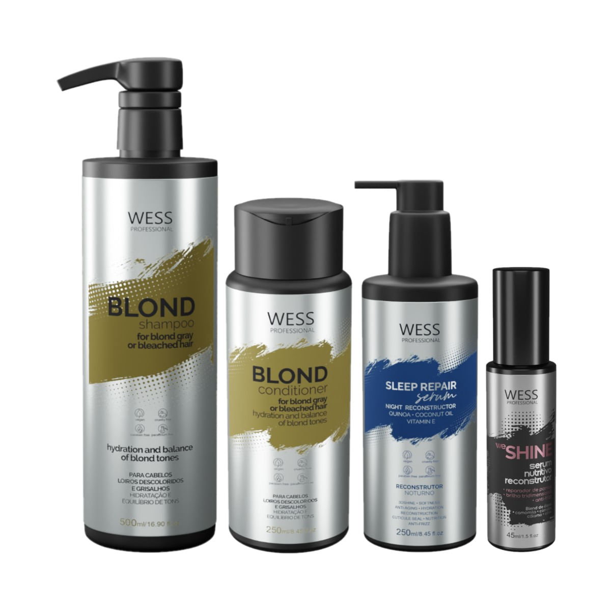 Kit Wess Blond SH 500ml+Cond 250ml+Sleep 250ml+WeShine 45ml