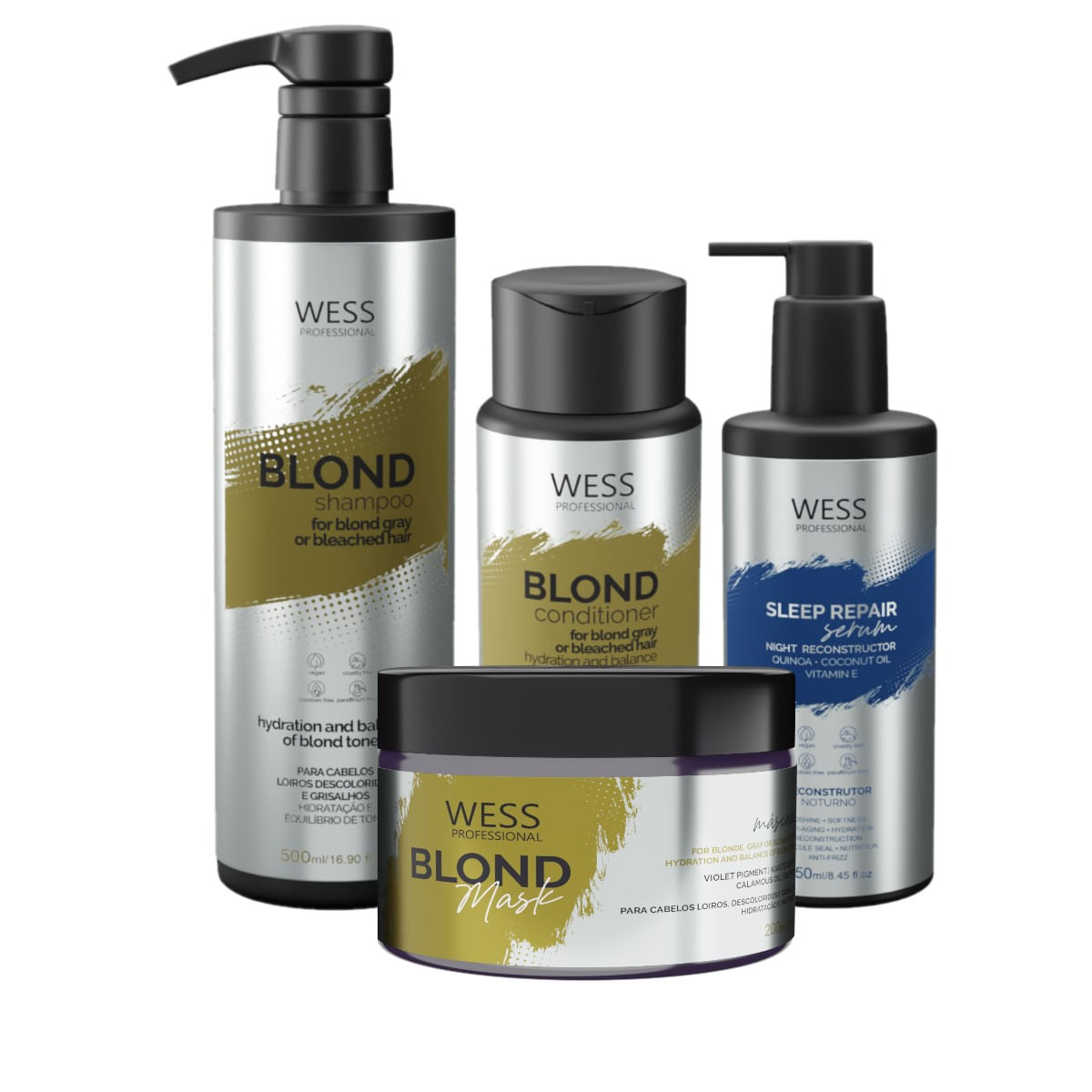 Kit Wess Blond SH 500ml+Cond 250ml+Mask 200ml+Sleep 250ml