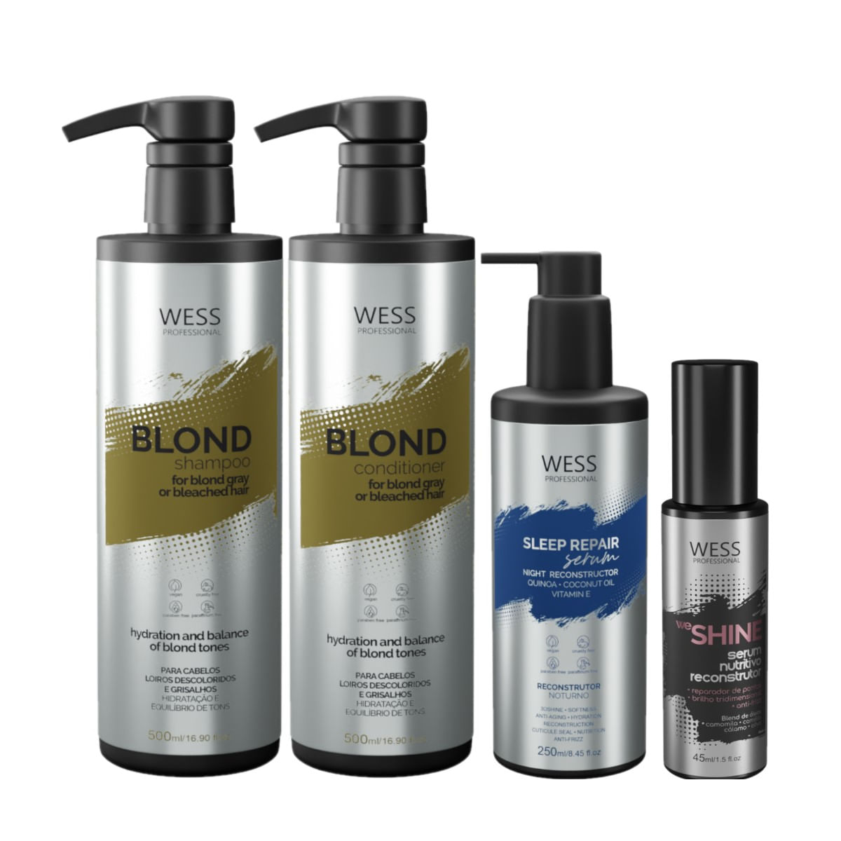 Kit Wess Blond SH 500ml+Cond 500ml+Sleep 250ml+WeShine 45ml