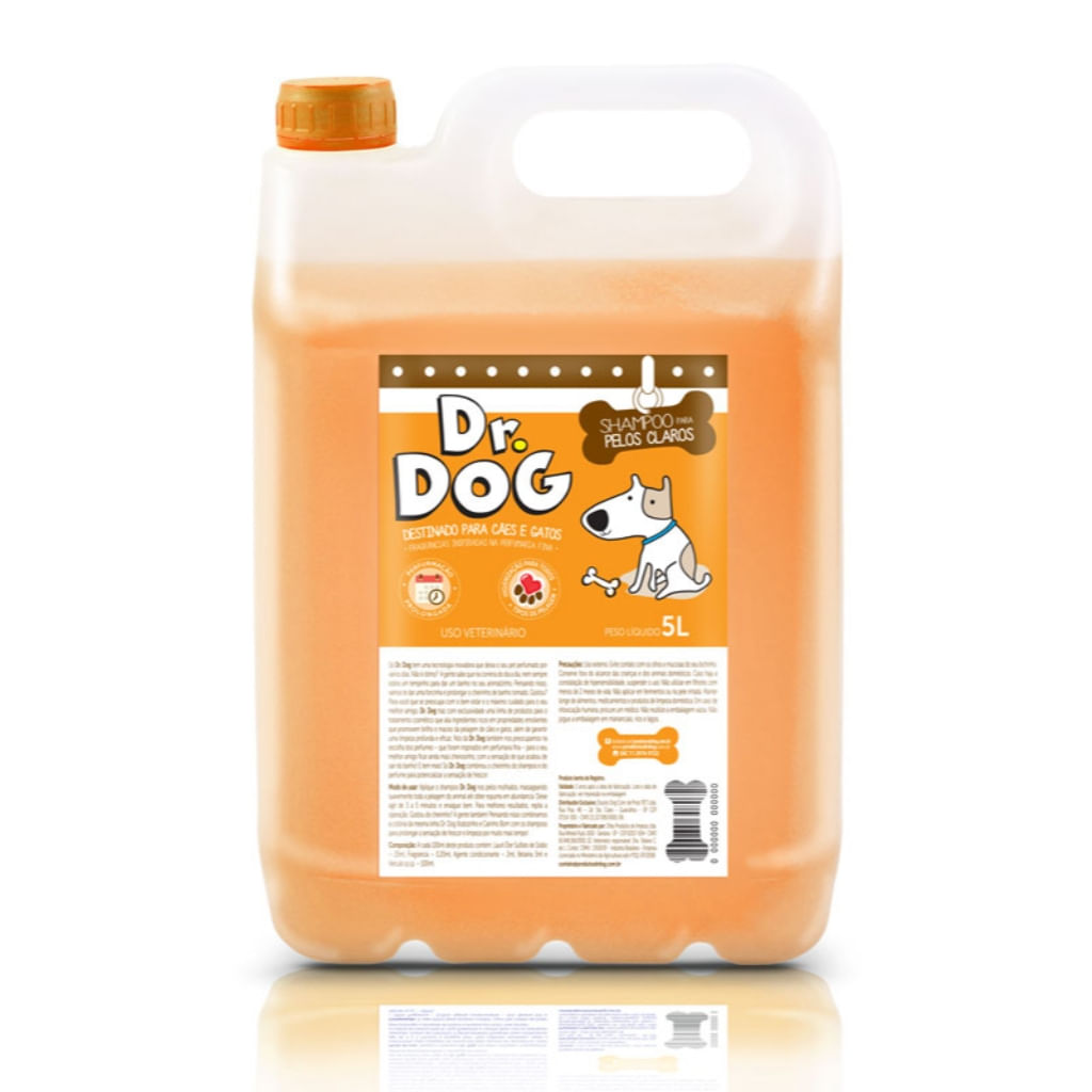 Shampoo Clareador Branqueador Caes &amp; Gatos Hipoalergenico 5 Litros  Dr. Dog