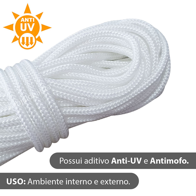 Corda De Varal de Teto Resistente Antimofo 40 Metros 4mm Me