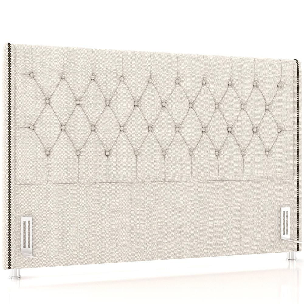 Cabeceira Cama Box Queen 160cm Estofada Frizza P05 Linho Creme - Lyam Decor