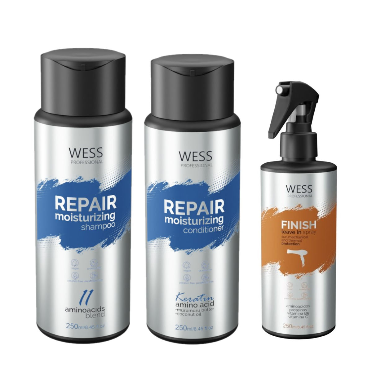 Kit Wess Repair SH 250ml + Cond 250ml  + Finish 250ml