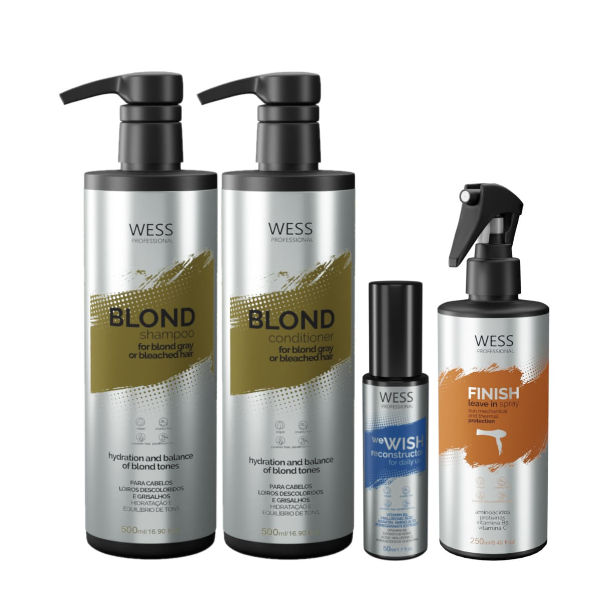 Kit Wess Blond SH 500ml+Cond 500ml+WeWish 50ml+Finish 250ml