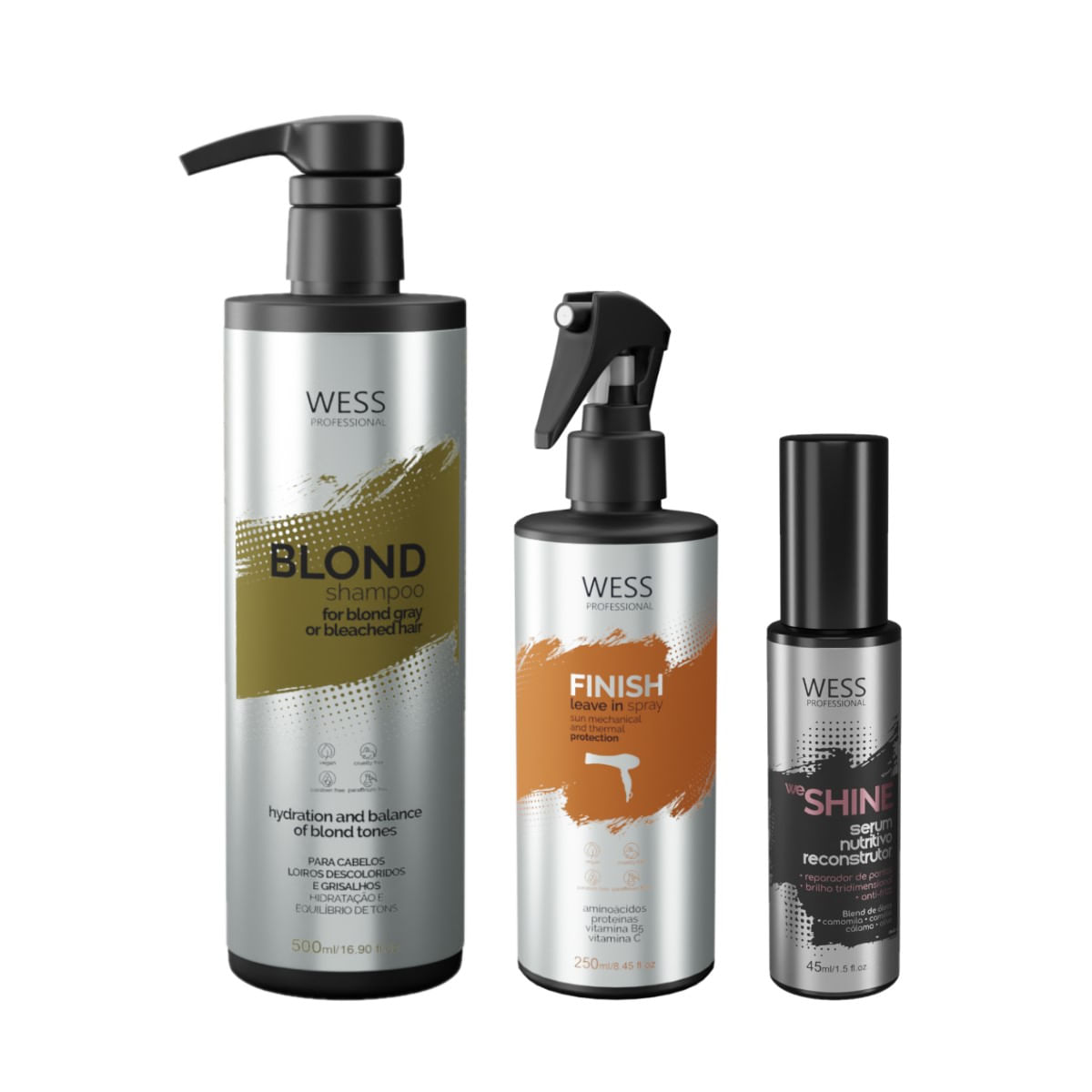 Kit Wess Blond SH 500ml + Finish 250ml + We Shine 45ml