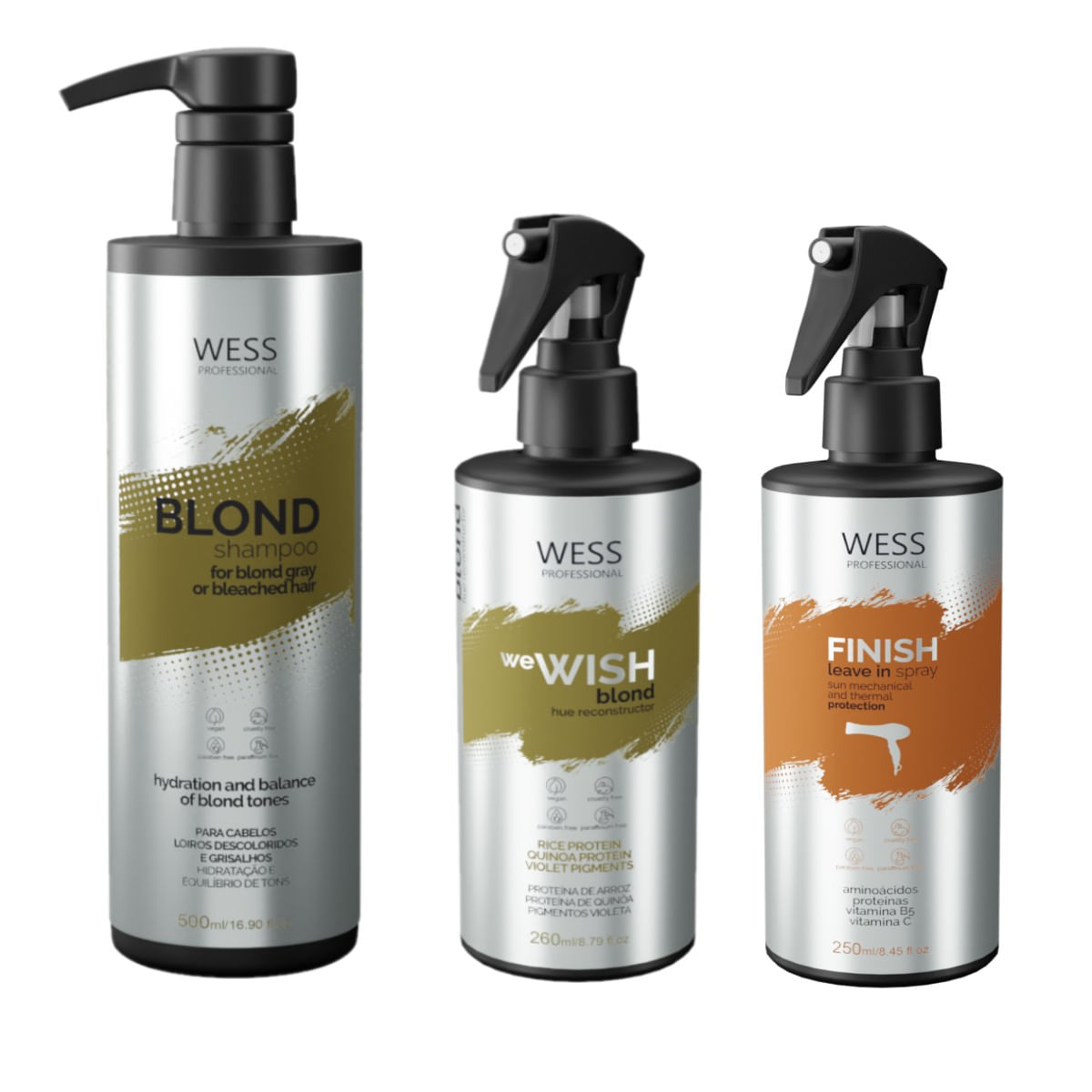 Kit Wess Blond SH 500ml + We Wish M.260ml + Finish 250ml