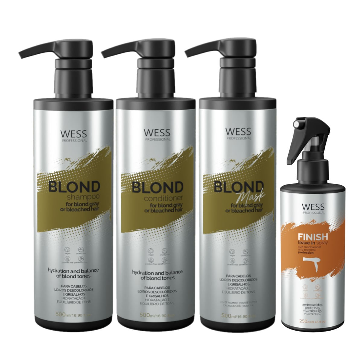 Kit Wess Blond SH 500ml+Cond 500ml+Mask 500ml+Finish 250ml