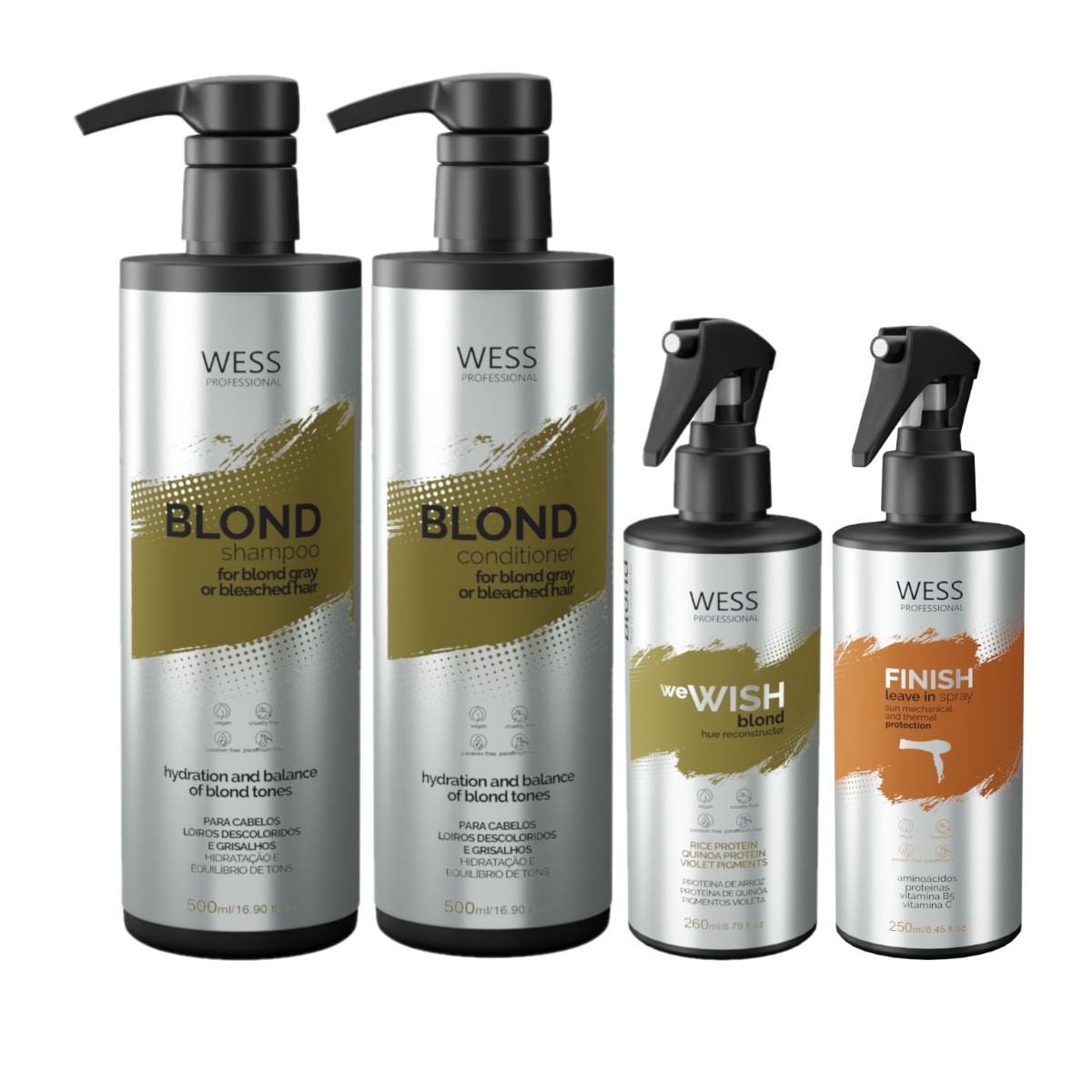 Kit Wess Blond SH 500ml+CD 500ml+WeWish M.260ml+Finish 250ml