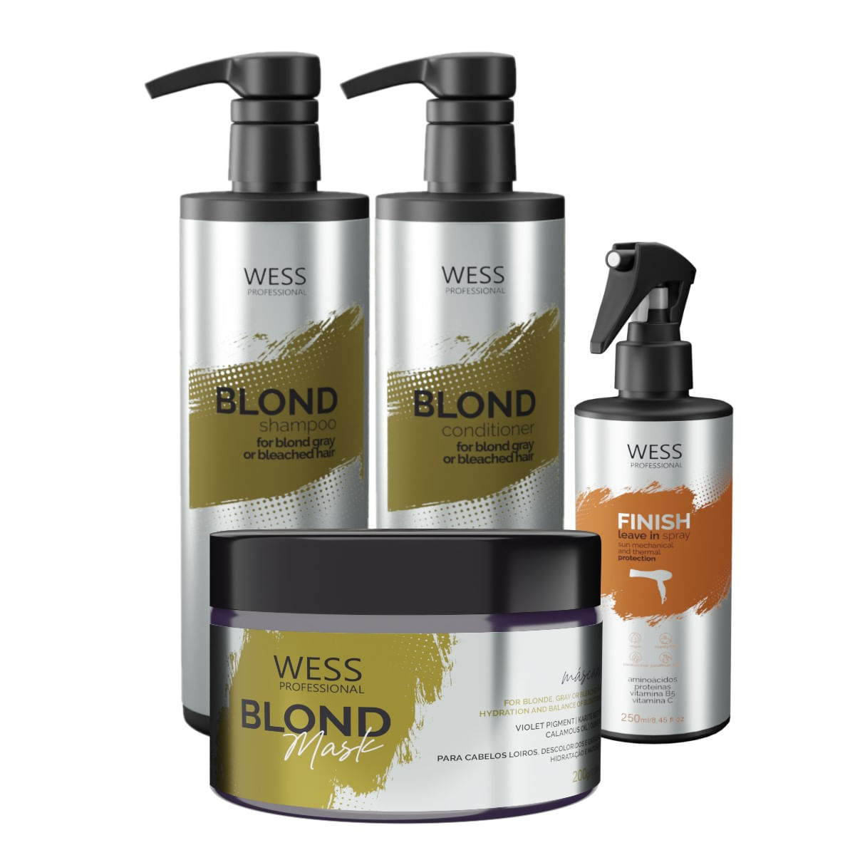 Kit Wess Blond SH 500ml+Cond 500ml+Mask 200ml+Finish 250ml