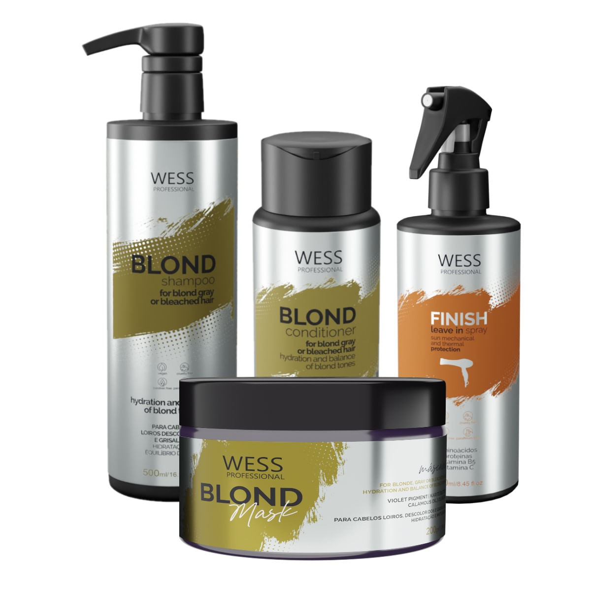 Kit Wess Blond SH 500ml+Cond 250ml+Mask 200ml+Finish 250ml